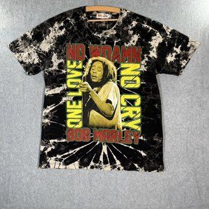Bob Marley Shirt Mens Extra Large Black White Tie Dye No Woman No Cry One Love